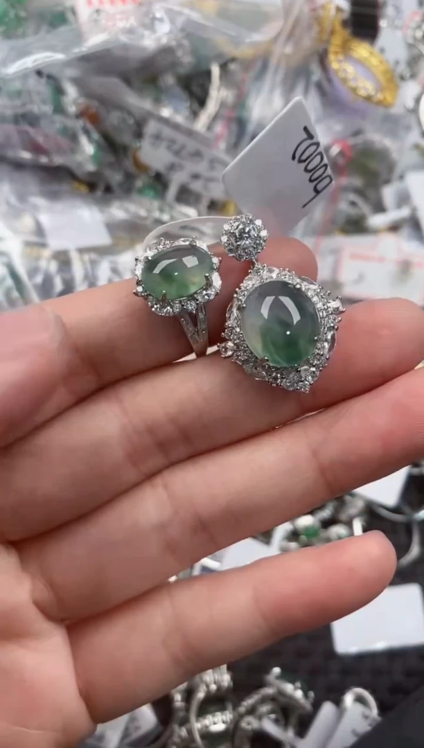 银S925镶嵌戒指翡翠1111      10