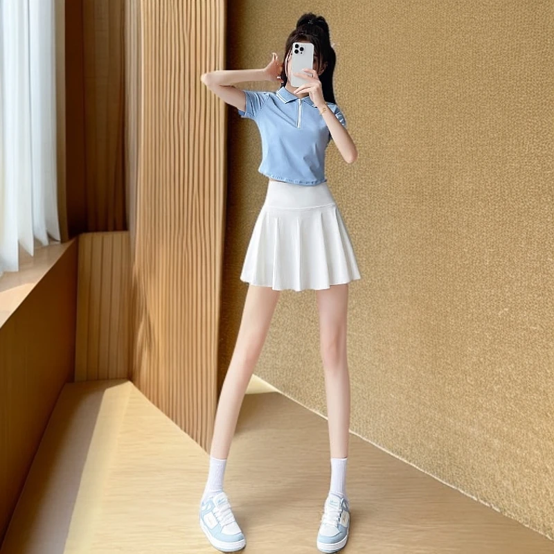 健身衣跑步羽毛球服速干休闲晨跑服网球短裙女运动套装夏新款2025