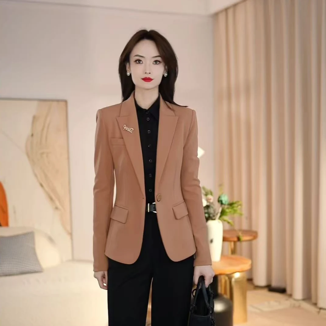 哥弟早秋新款职业气质通勤修身面试西装外套女百搭小西服1400757