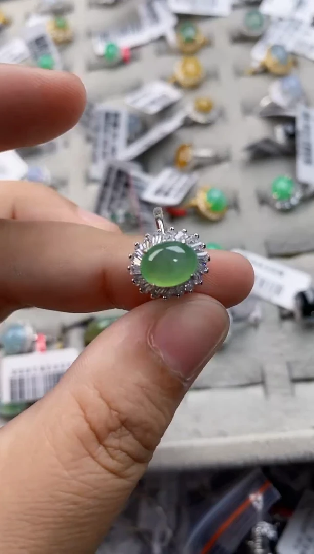 翡翠戒指银S925镶嵌曦*11  11    4