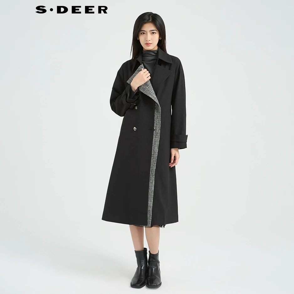 圣迪奥秋冬女装轻奢时尚百搭设计师中长款风衣S244Z1804