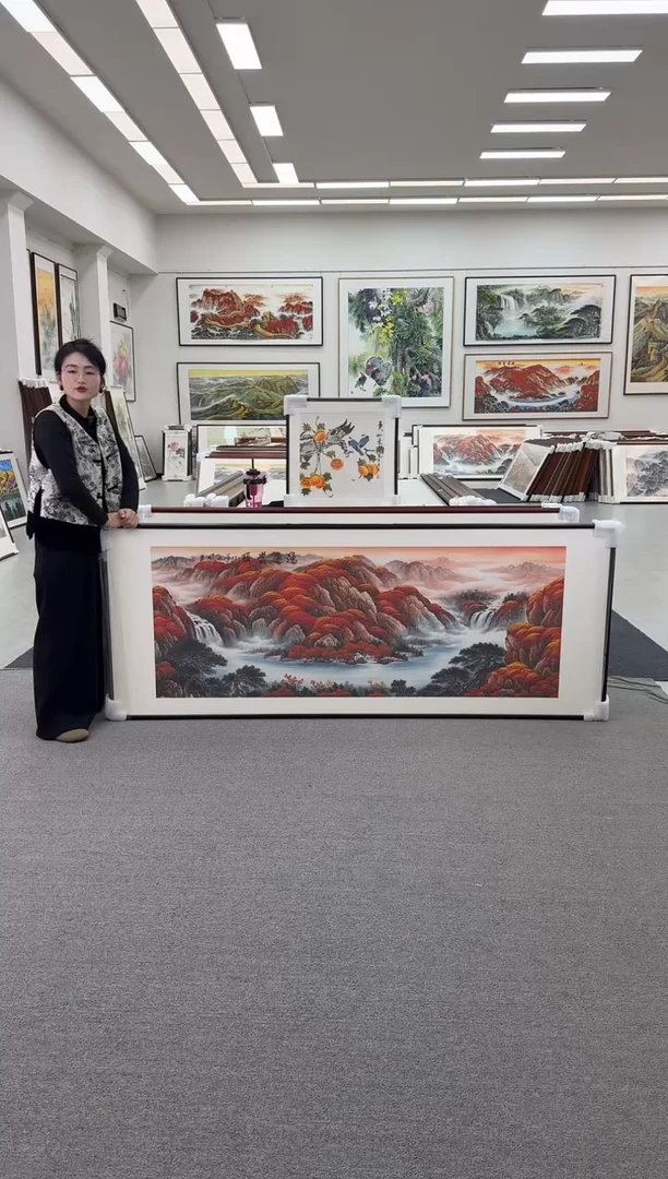 国画手绘219*88鸿运当头