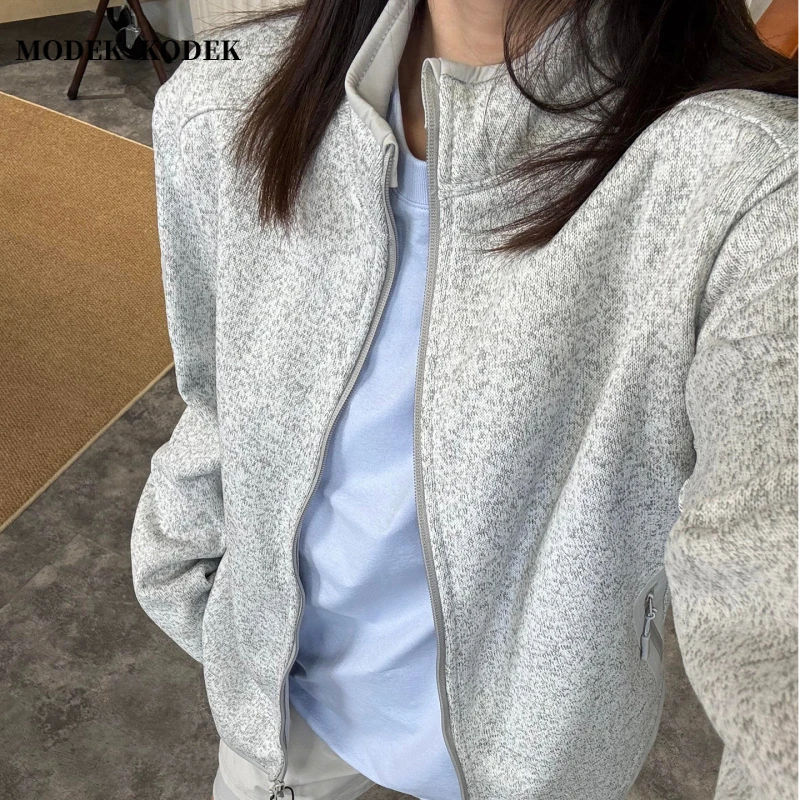 MODEK KODEK秋冬新款男抓绒休闲外套高级感潮牌时尚美式复古卫衣