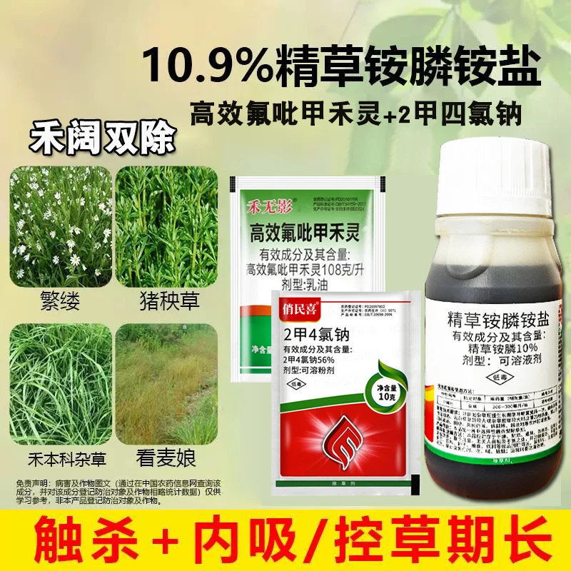 精草铵膦铵盐除草定向喷雾除草尖叶圆叶禾阔双除