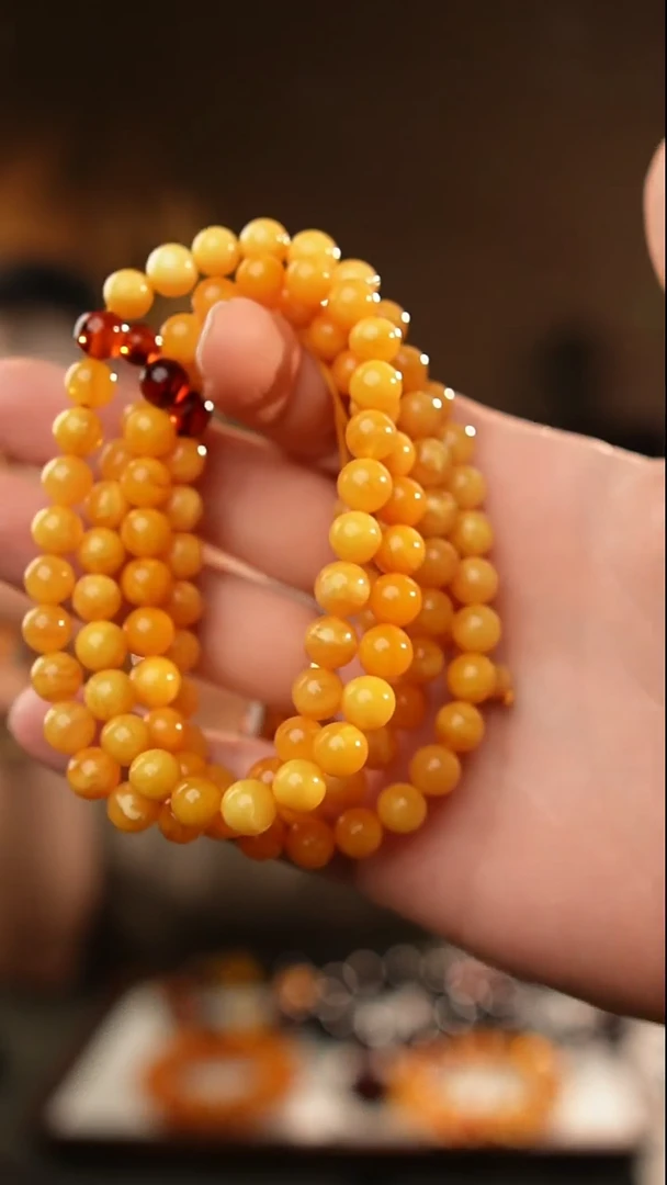 琥珀颈饰未镶嵌7+蜜蜡108