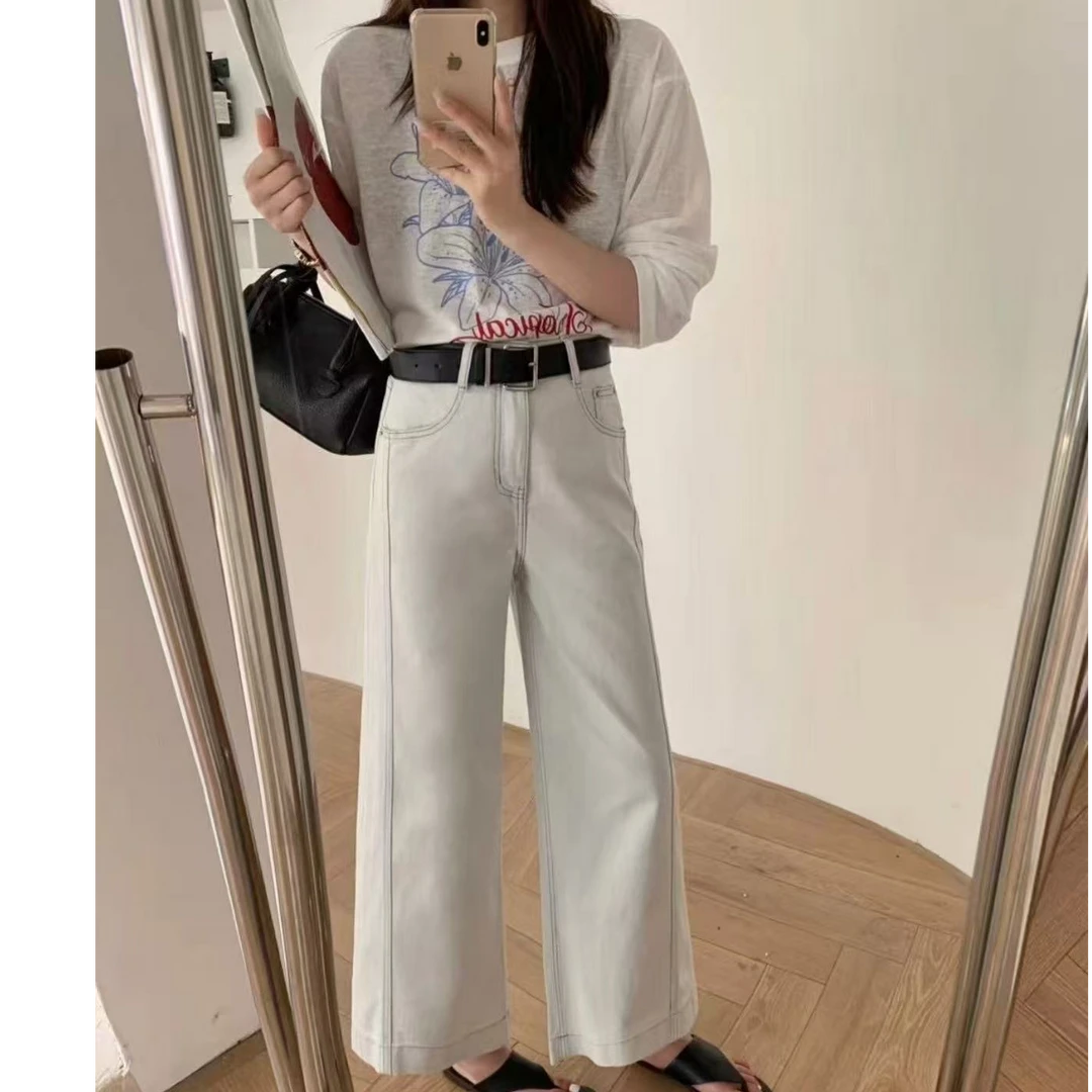 K470【麦子优选】直筒裤女阔腿裤牛仔裤长裤87761