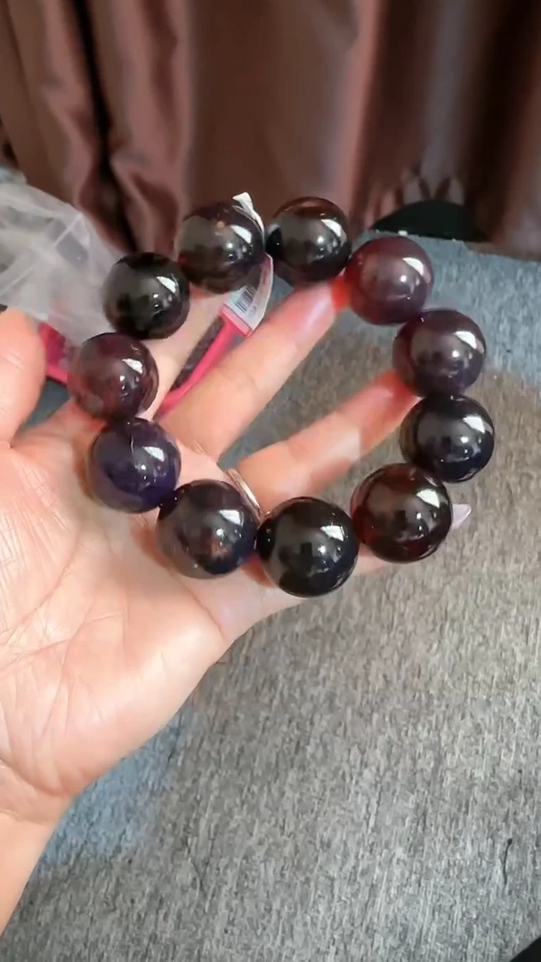 【闪购商品】琥珀手链未镶嵌规格24微瑕紫翳灵草手串#60