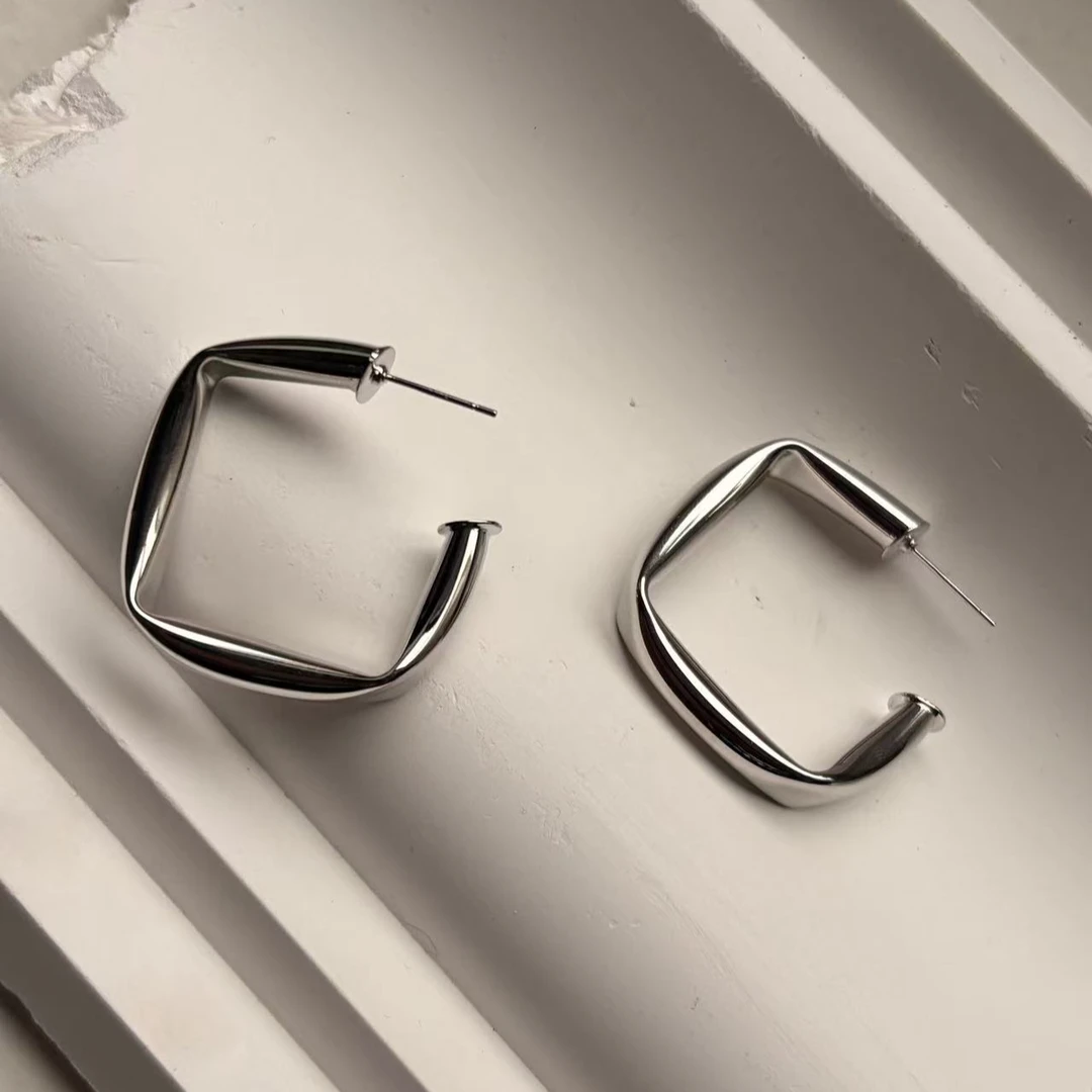 合金耳饰 SITUOO饰图小众设计款“钢索”简约个性线条耳饰欧美光面