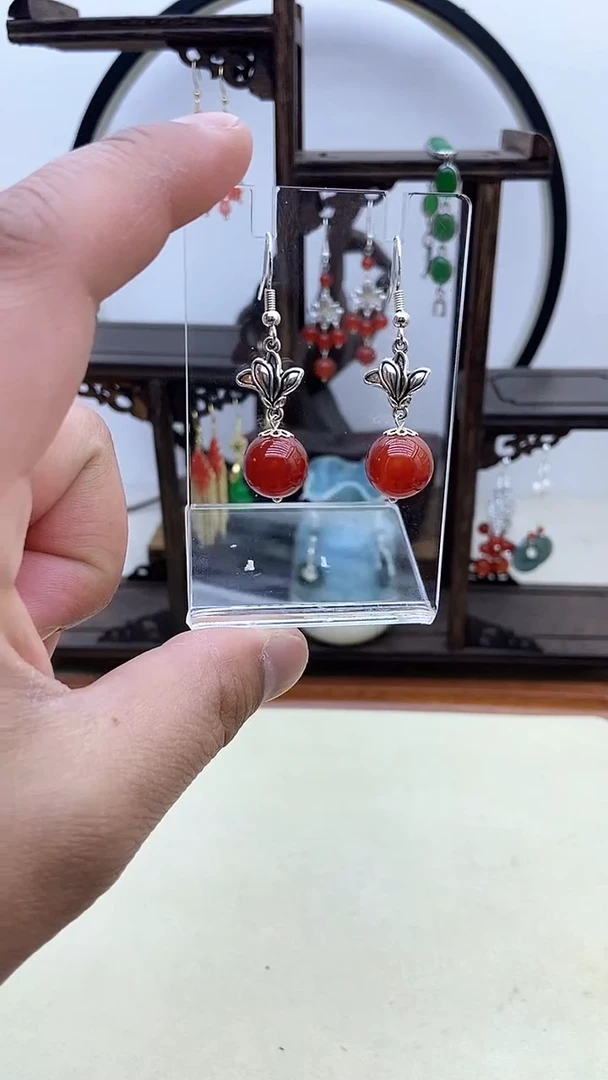 【闪购商品】南红玛瑙耳饰银S925镶嵌29号