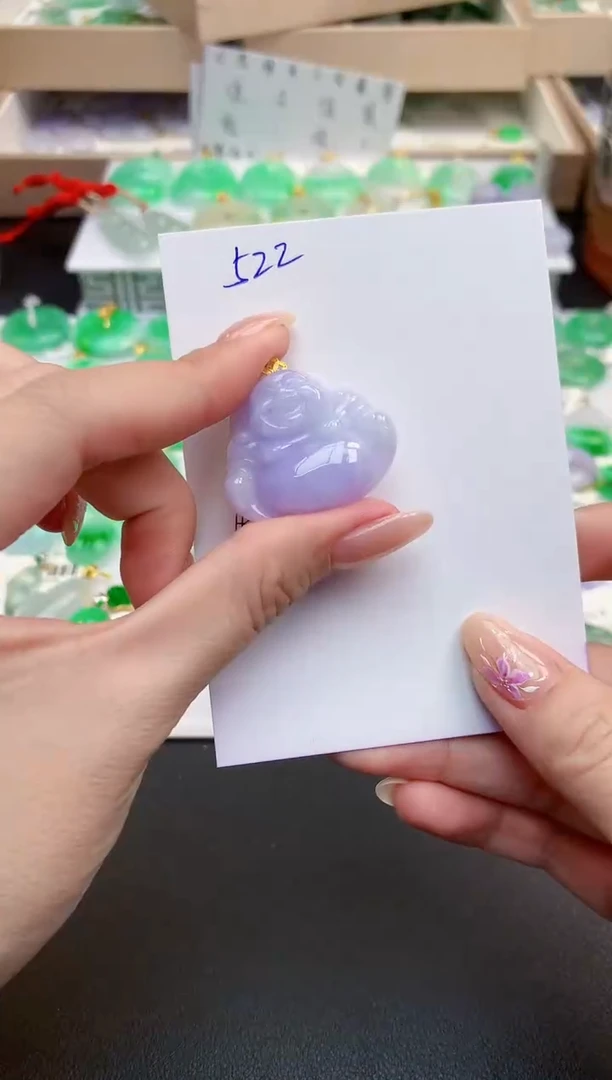 颈饰18K金镶嵌翡翠天然缅甸A货翡翠