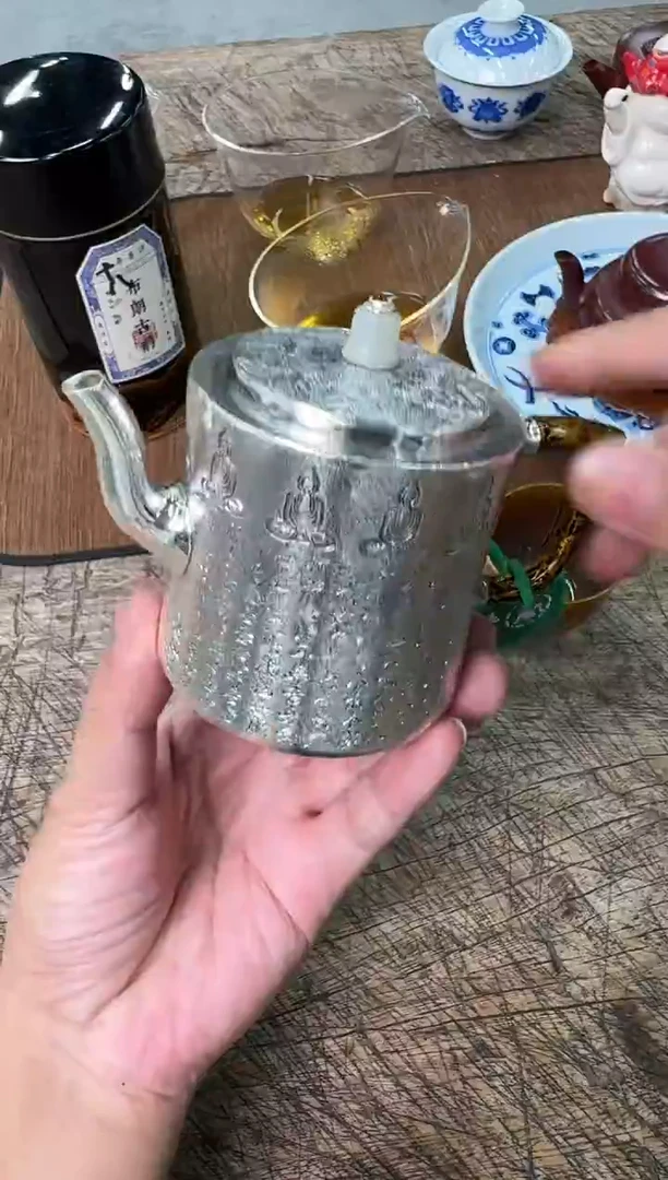 *爱***中寸发标 手作锤纹錾刻我心向善宝心壶