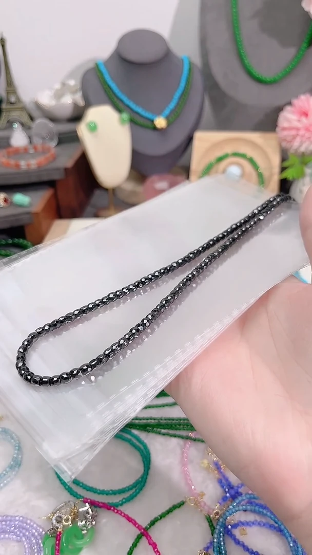 颈饰银S925镶嵌钻石黑方刻99