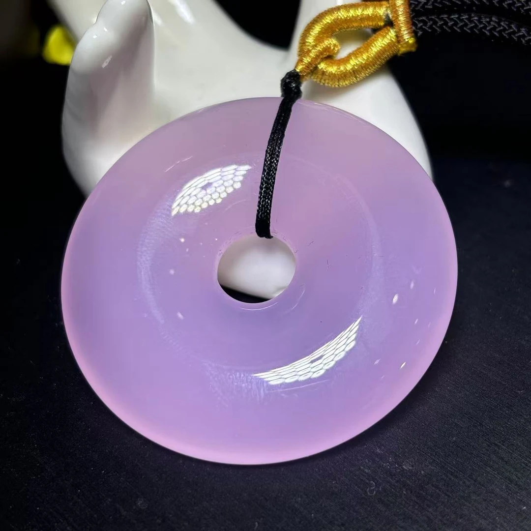 S1328卡50左右-冰紫芙蓉玛瑙平安扣吊坠-配绳子-大号