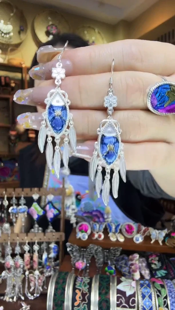 刺绣非遗刺绣民族风耳环