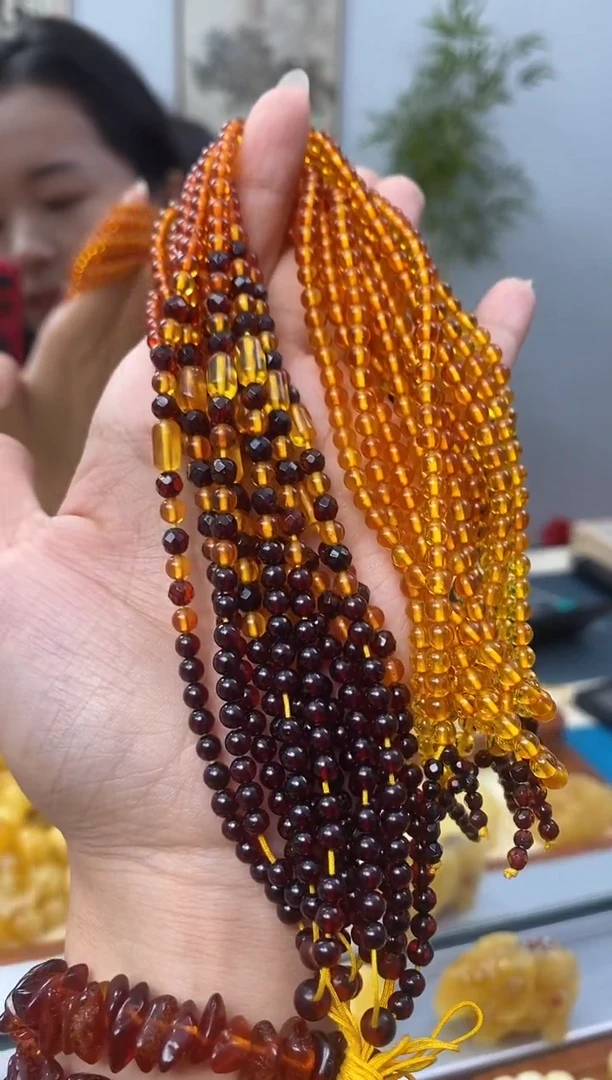 【闪购商品】琥珀裸石未镶嵌天然琥珀蜜蜡彩虹链多样性选一