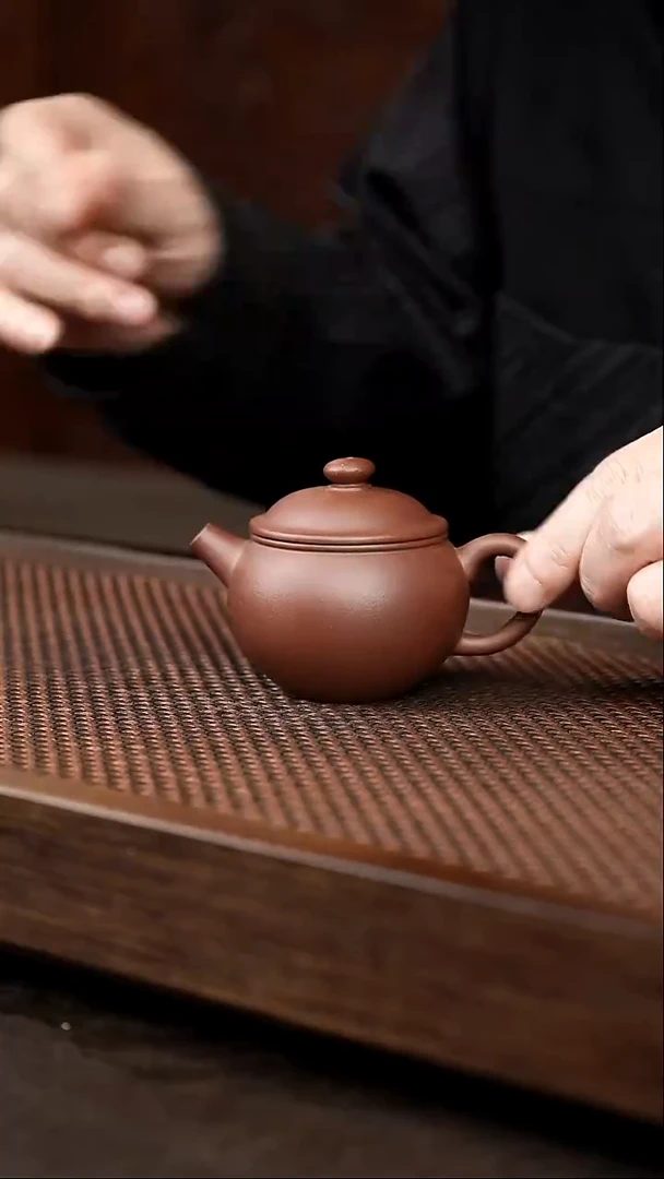 茶壶紫砂紫泥巨轮珠 小