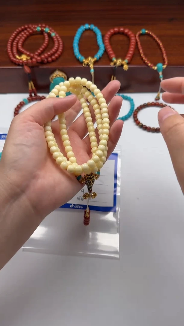 裸石蜜蜡18K金镶嵌冰**～手串手串