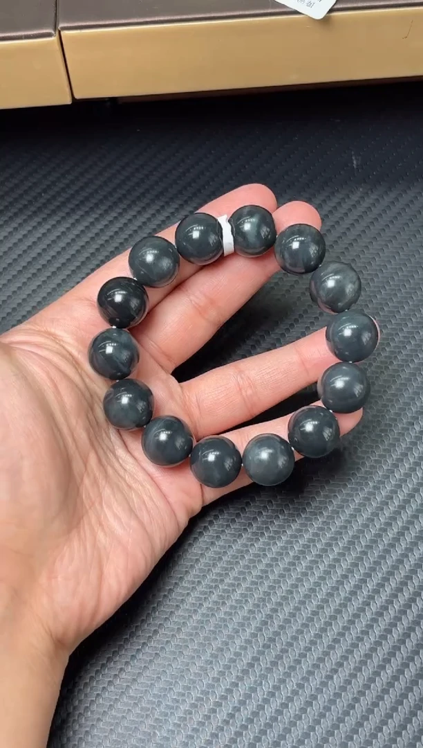 未镶嵌手串和田玉若羌毛毛矿微色差卡14Qp