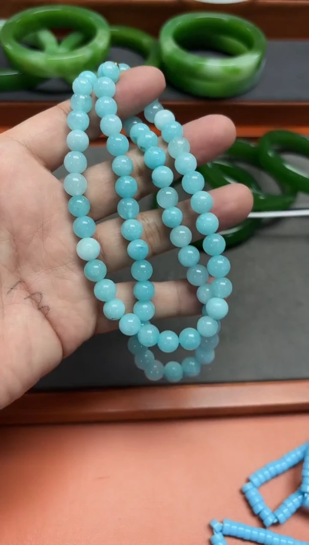 1021号蓝色毛衣链项链