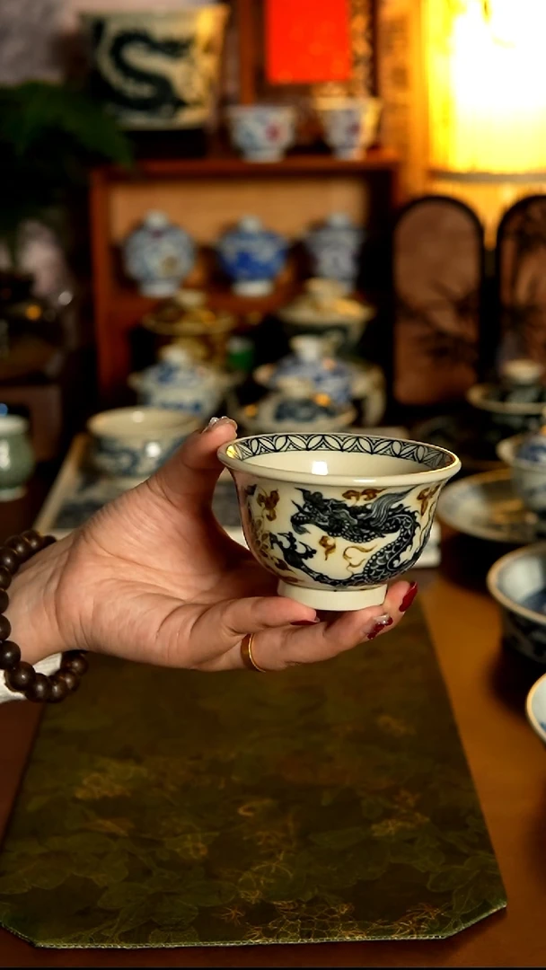 盖碗陶主人杯龙纹