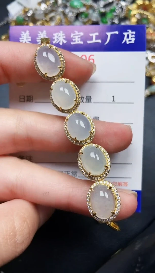翡翠银S925镶嵌颈饰7106