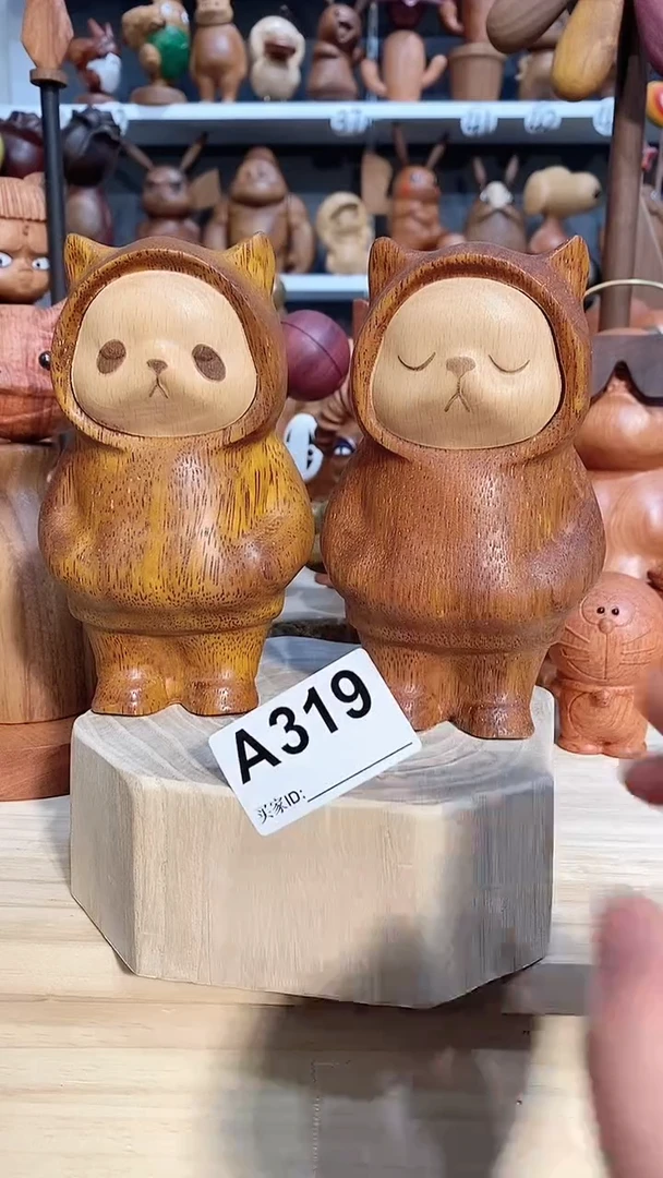 【闪购商品】木木雕摆件可爱卡通