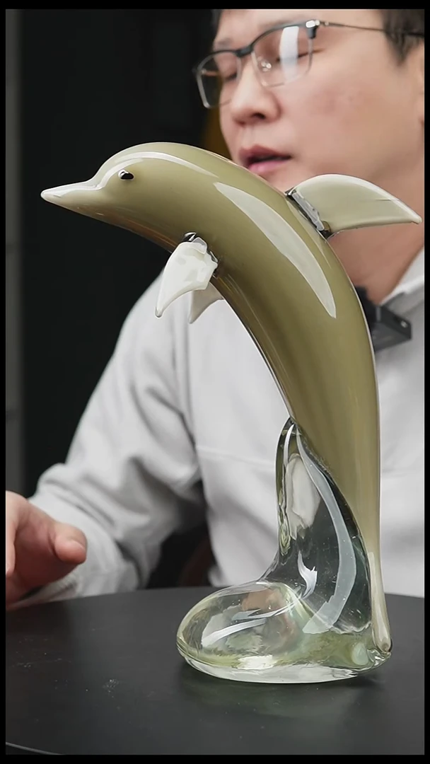 手工艺品琉璃手工琉璃热塑海豚独占鳌头好寓意工艺品摆件（福利款）