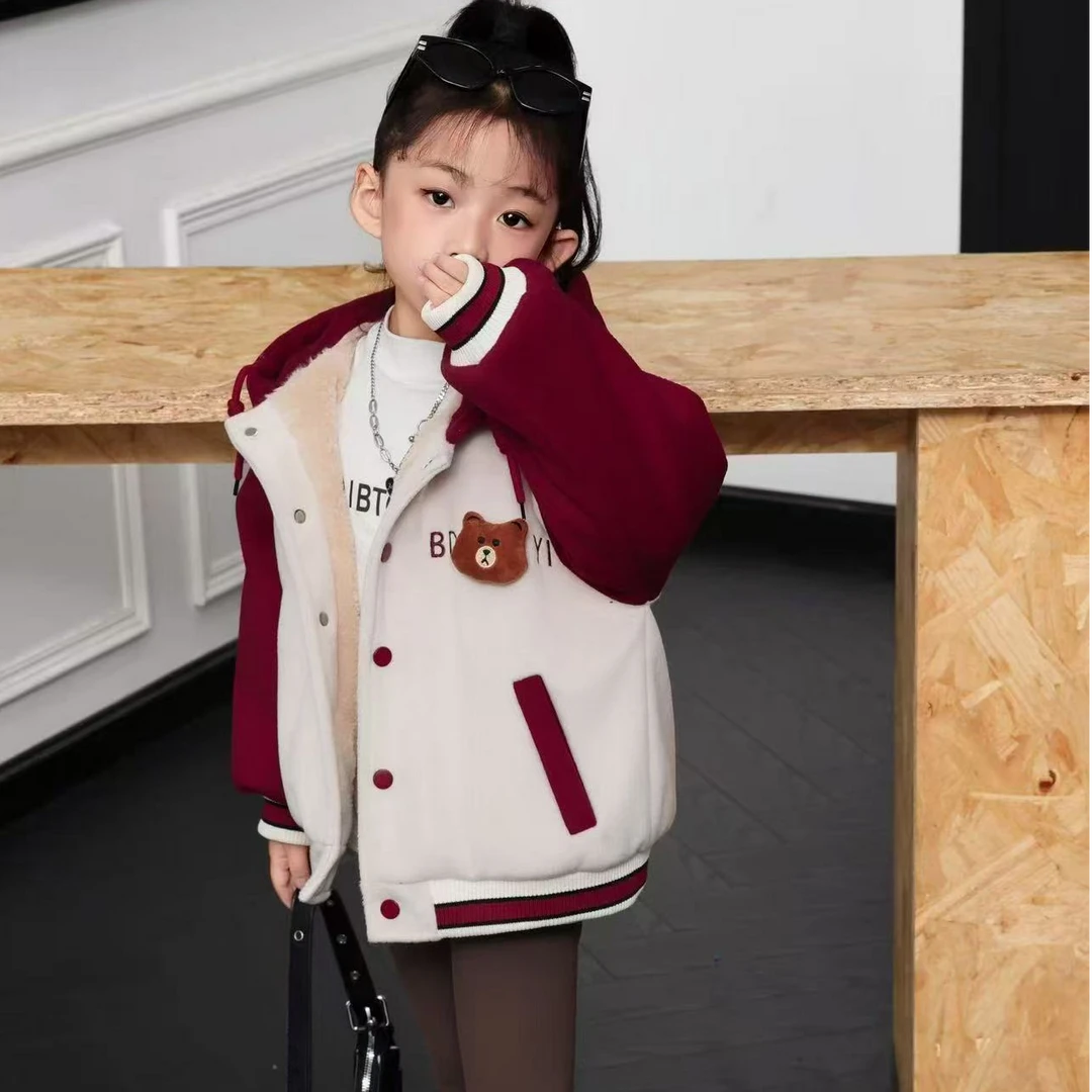 【462款】秋冬季新款儿童加棉洋气保暖加绒棒球服外套