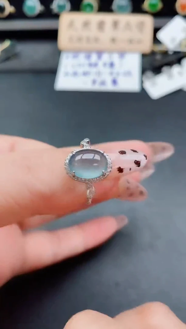 银S925镶嵌戒指翡翠1