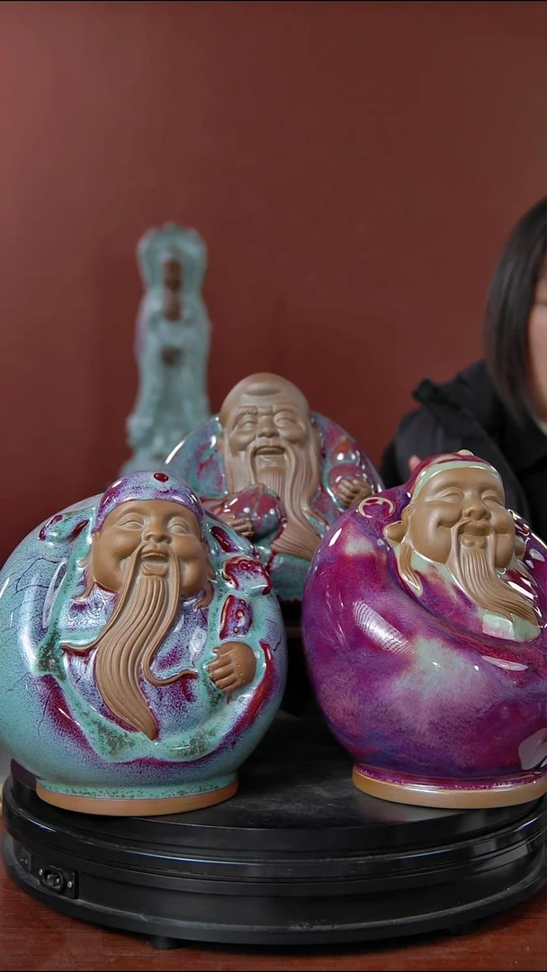 摆件大宋官窑【福禄寿】三星在户  喜气盈门