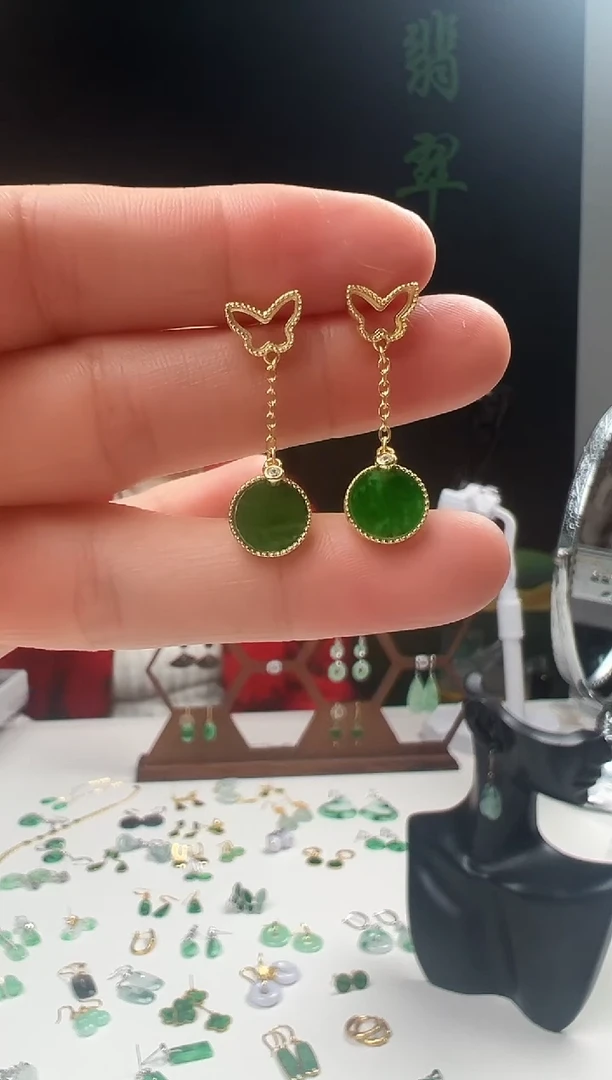 银S925镶嵌翡翠耳饰001