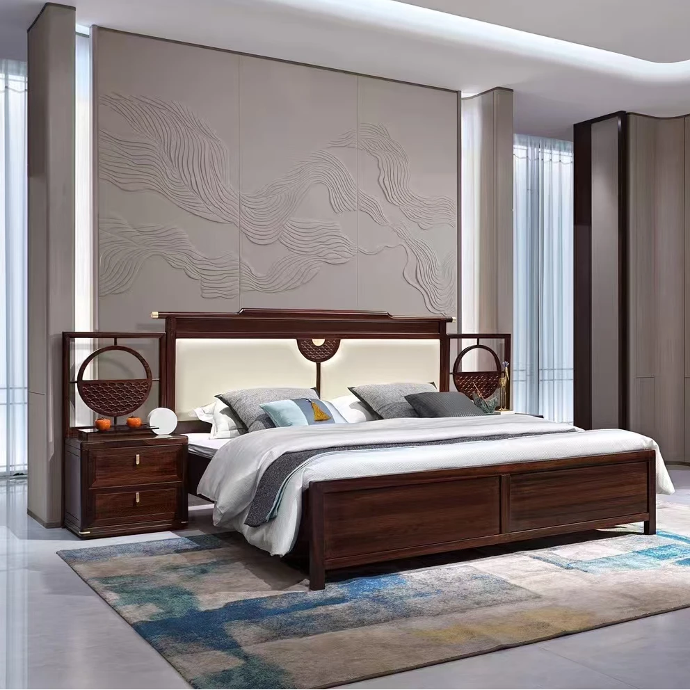 锦福轩  黑檀木全实木床新中式床1.8m轻奢双人床婚床主卧大床定制