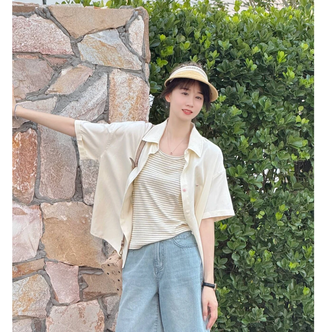 Y.M | 撞色日记 莱赛尔斜纹棉 设计款趣味撞色百搭款衬衫短袖9906