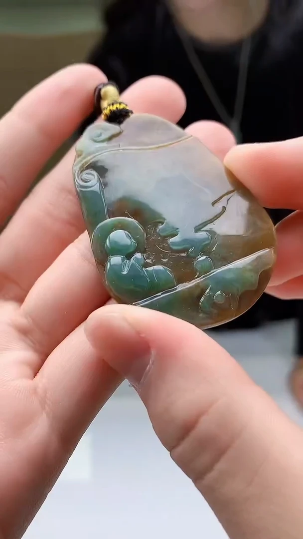 【闪购商品】定制翡翠未镶嵌4829bb-毛货挂件36
