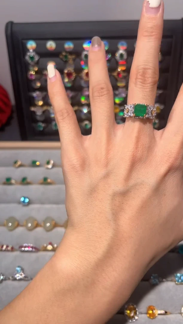 【闪购商品】祖母绿戒指银S925镶嵌0000