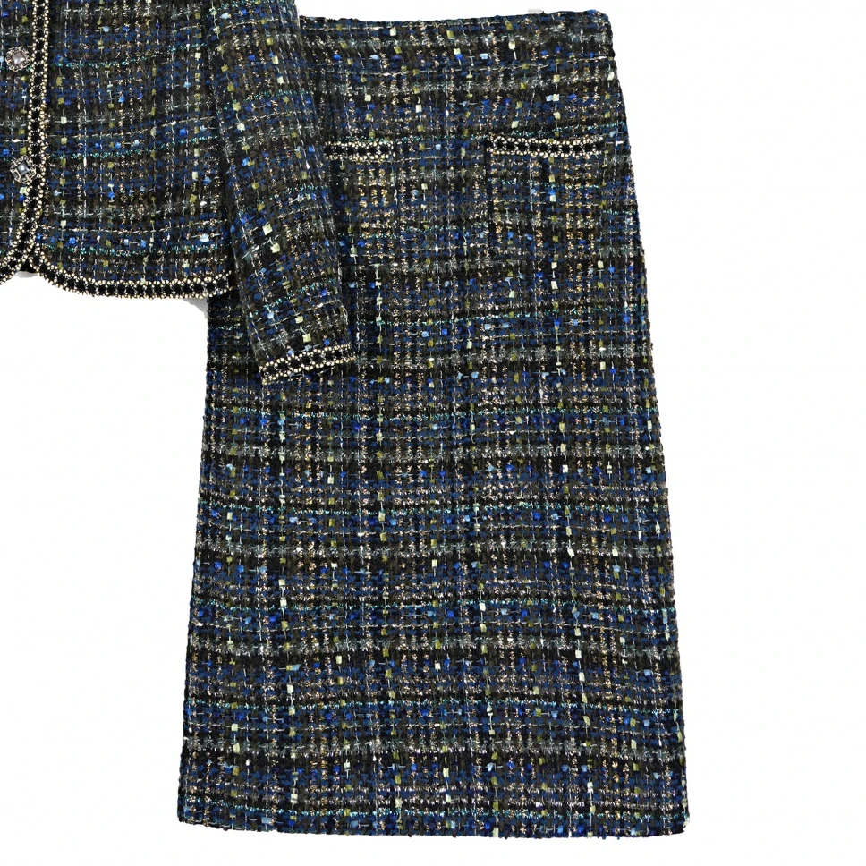 【千变孔雀】春夏季名媛法式长款小香风半身裙