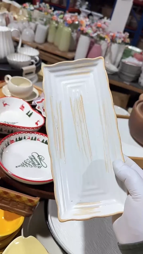 陶瓷旧时光长方盘微瑕 凑满20元包邮