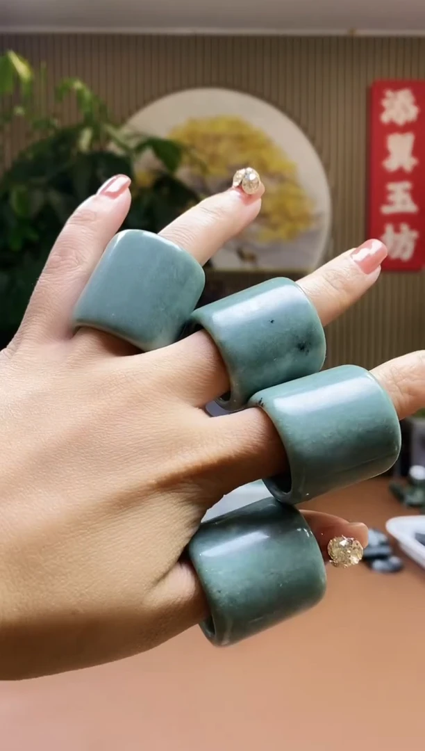 蛇纹石玉未镶嵌扳指多样性随机发一