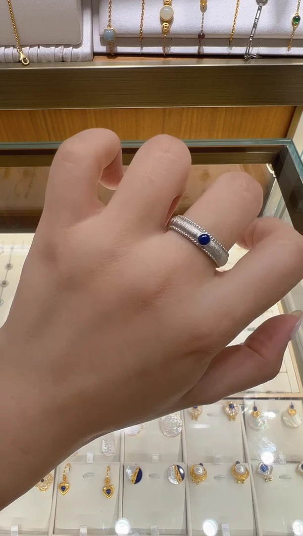 青金石银S925镶嵌戒指@@