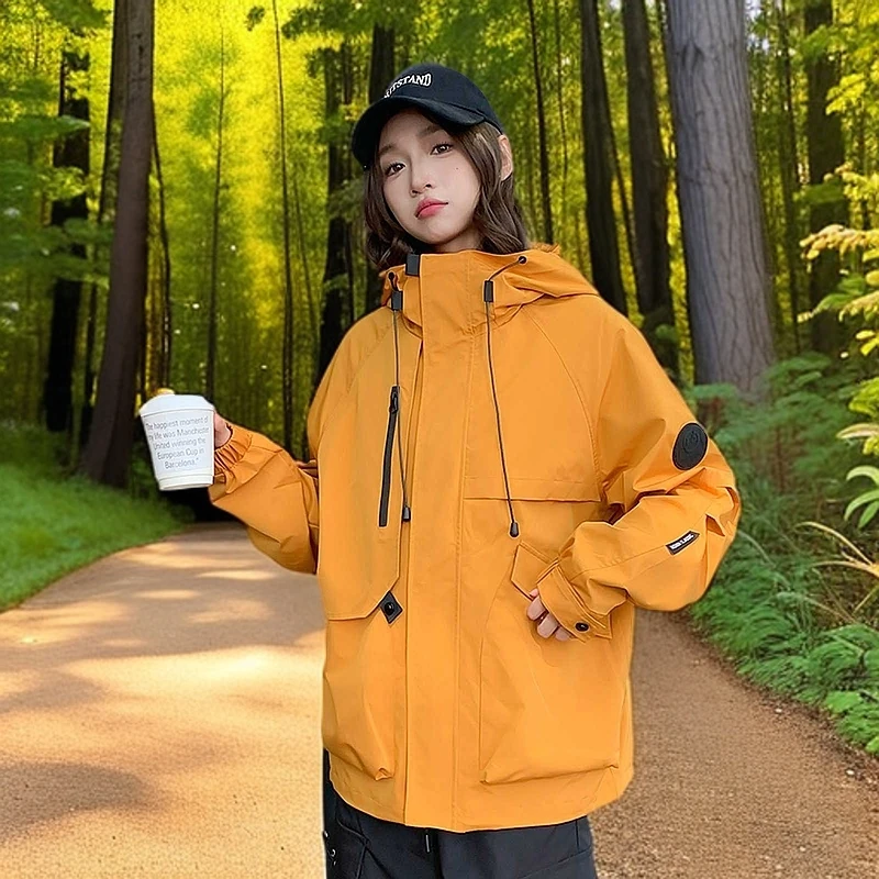 男女同款冲锋衣连帽2025春秋季外套进藏登山服户外休闲夹克情侣装