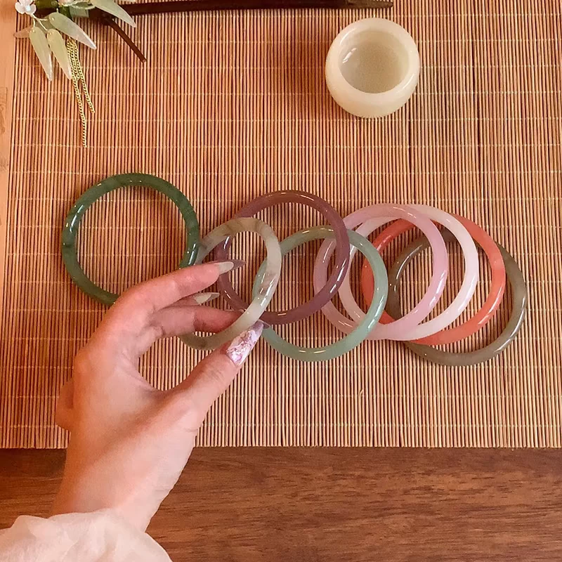 非金属玻璃手镯 团单-复制单（直播拆）美人镯琉璃手镯新中式8mm