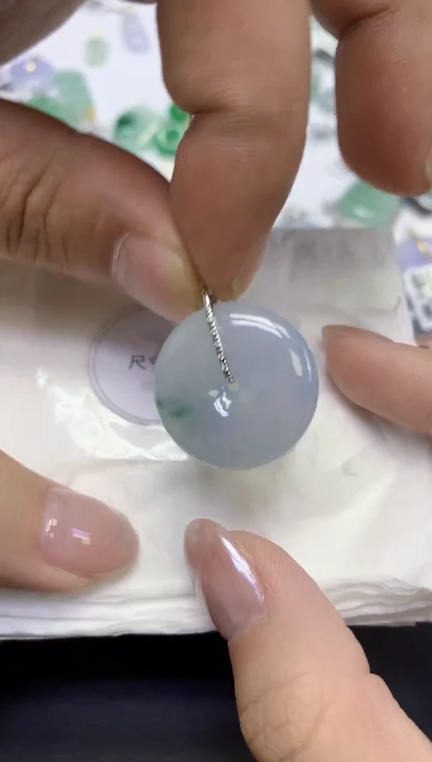 颈饰18K金镶嵌翡翠天然缅甸翡翠A货百元以上9元证书费自理