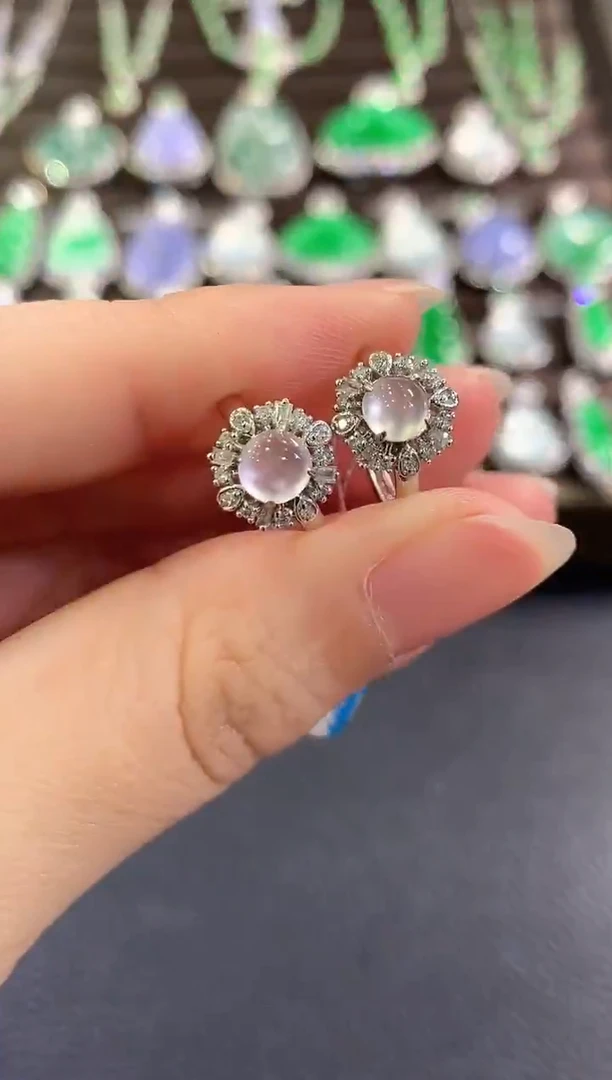 18K金镶嵌翡翠耳饰q13