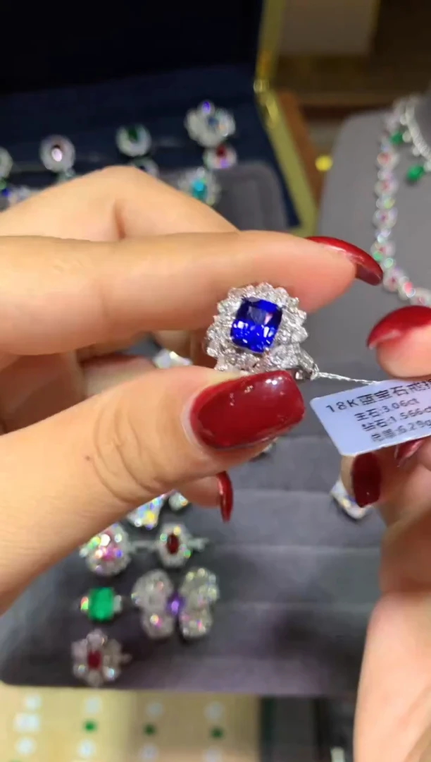戒指蓝宝石18K金镶嵌3.06ct