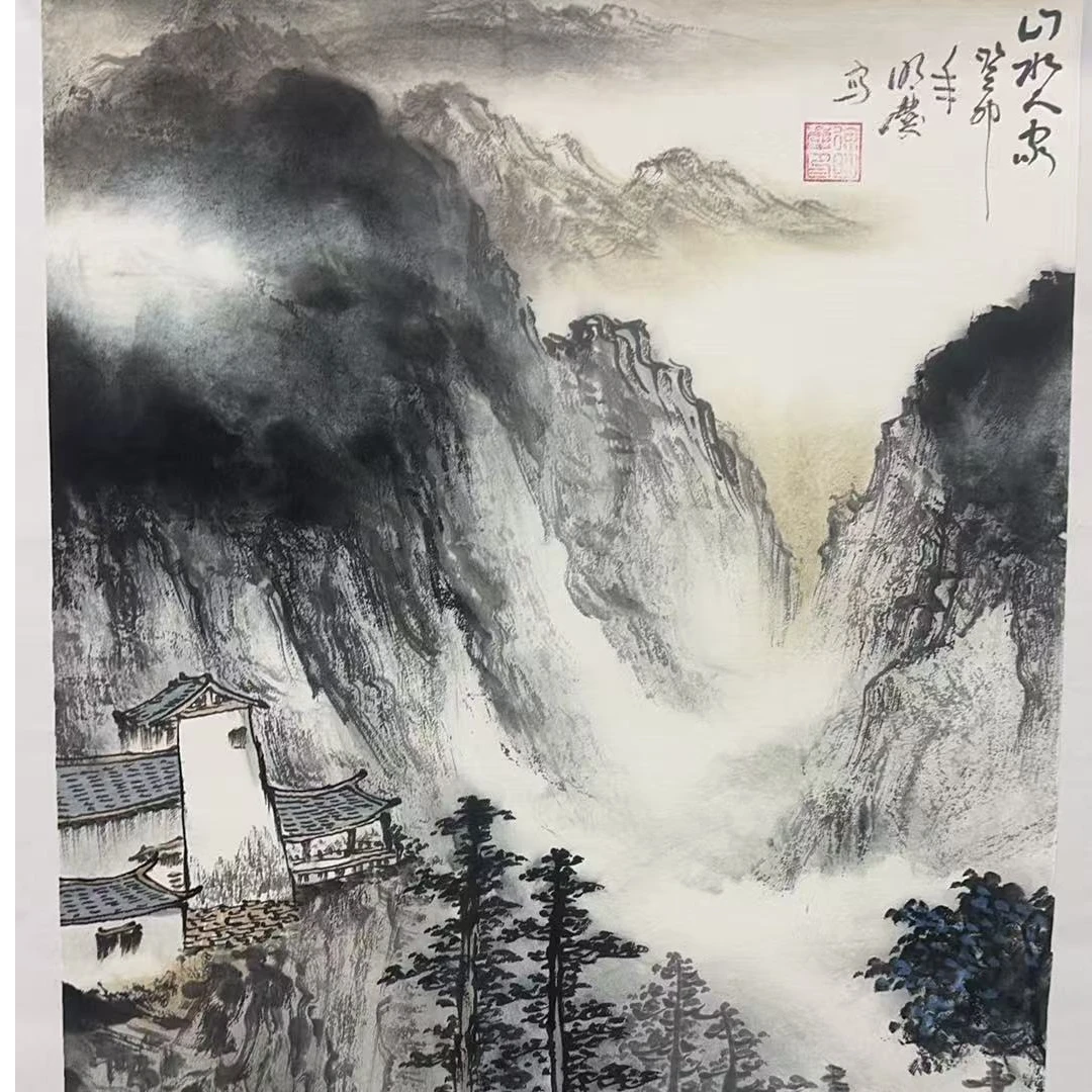 国画作品-徐明庆-四开三-山水人家