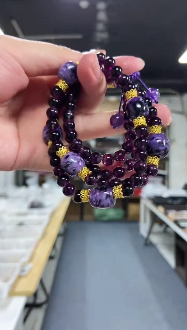 【闪购商品】查罗石（紫龙晶）项链未镶嵌多样性发其一颜色微差