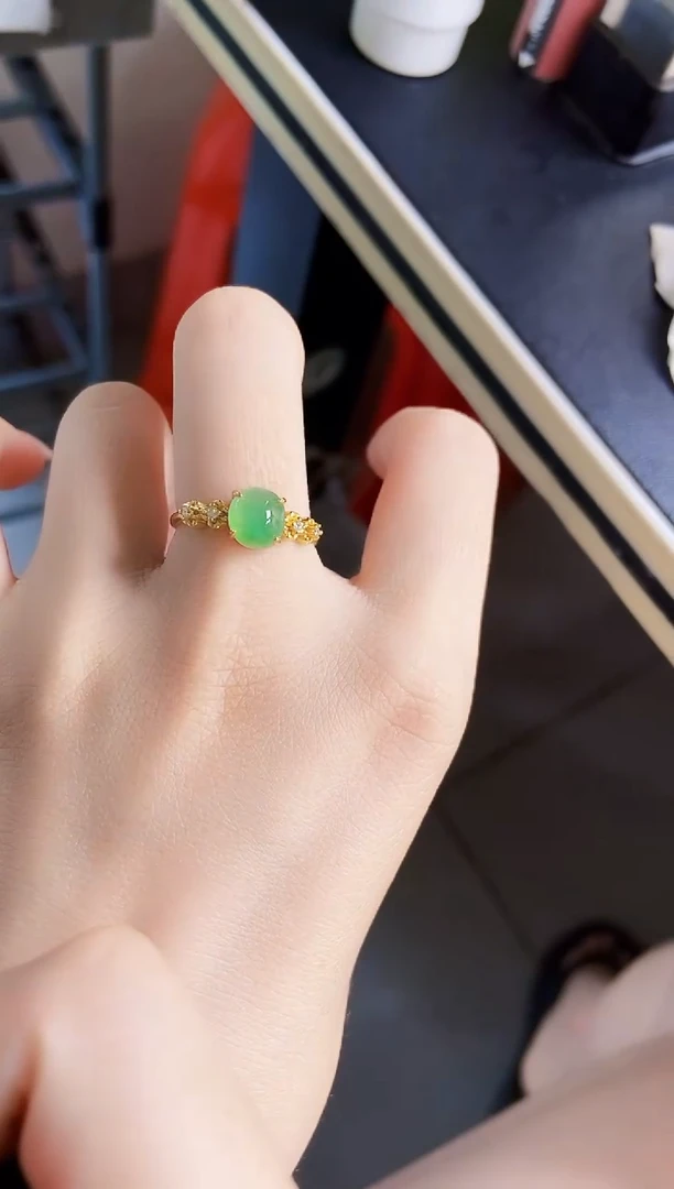 翡翠戒指银S925镶嵌12