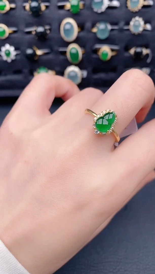 银S925镶嵌戒指翡翠天然a货翡翠56