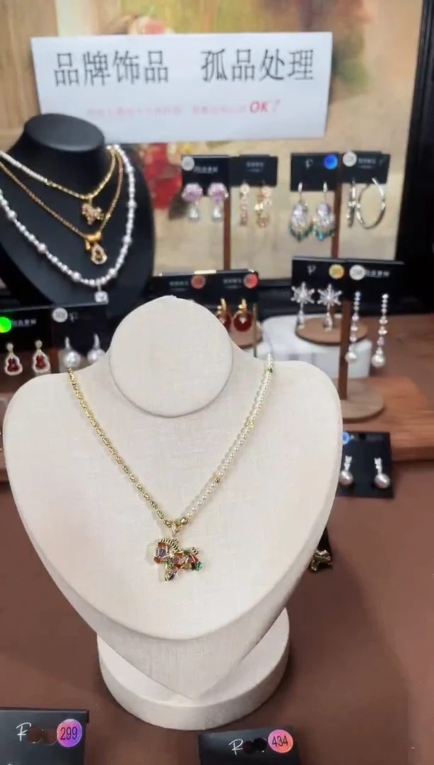 合金925银锆石项链7633