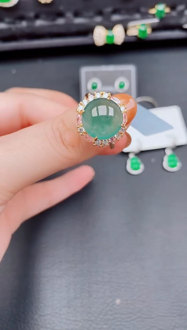 【闪购商品】翡翠戒指银S925镶嵌天然a货翡翠392